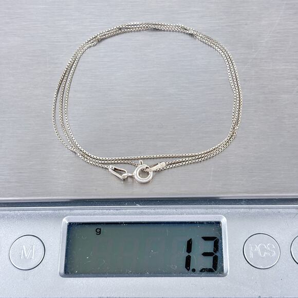 Box Link Chain Necklace | Italian Vintage Sterling Silver 925 | 18.5" - Picture 3 of 3